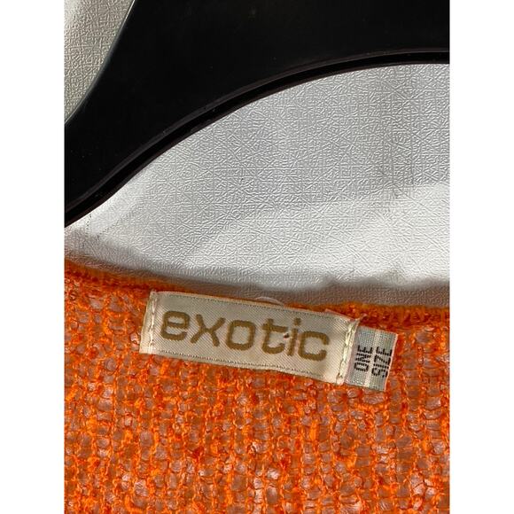 EXOTIC Women's Bright Orange Knit Open Front Elbow-Sleeve Shrug SZ OS - Picture 6 of 6